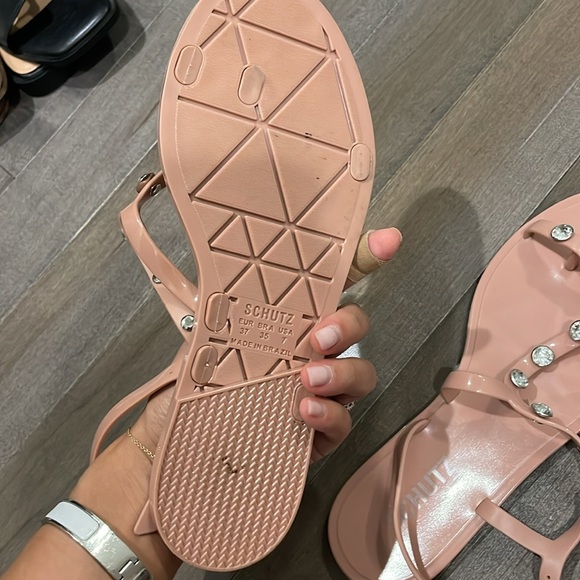 Schutz Rosey pink jelly diamond studded sandals - Picture 3 of 3